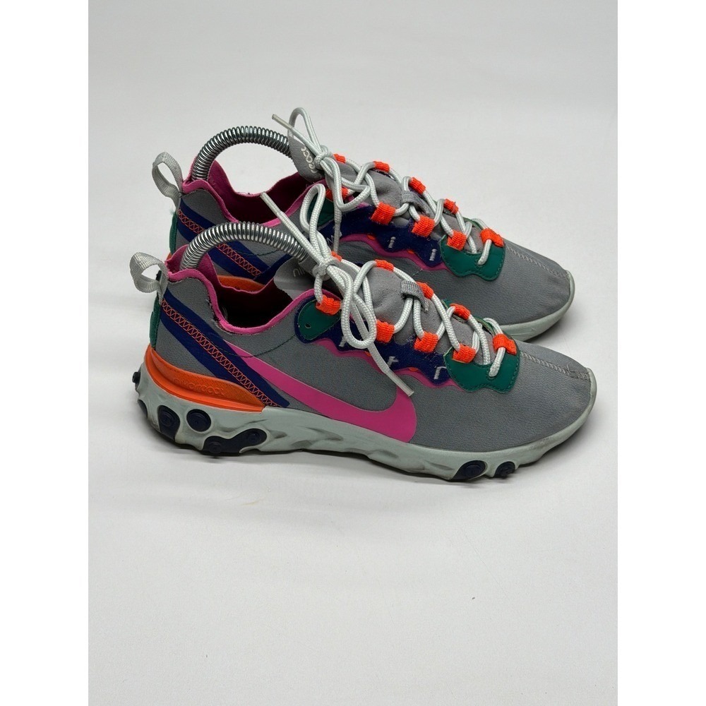 Nike React Element 55 Women's Running Shoes Grey Pink Orange Green Size 6.5